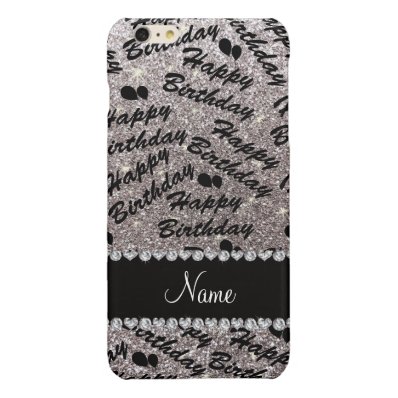 Name silver glitter happy birthday balloons glossy iPhone 6 plus case