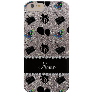 Name silver glitter hats cake presents balloons barely there iPhone 6 plus case