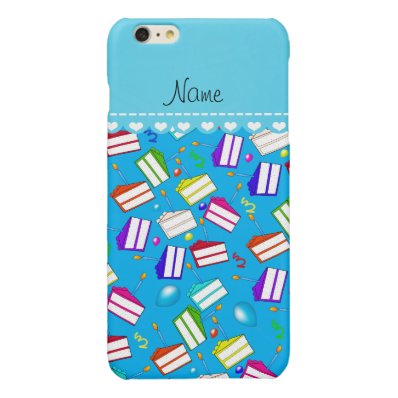 Name sky blue rainbow cakes balloons swirls glossy iPhone 6 plus case