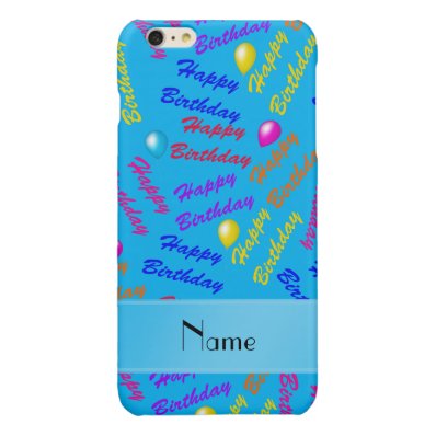 Name sky blue rainbow happy birthday balloons glossy iPhone 6 plus case