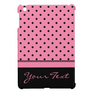Name Tube Sock Black Polka Dots hot pink iPad Mini Covers