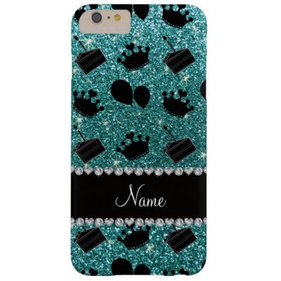 Name turquoise glitter crowns balloons cake barely there iPhone 6 plus case