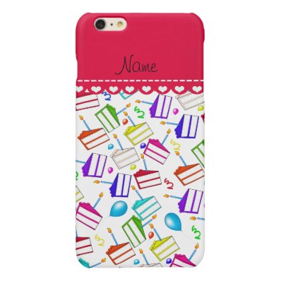 Name white rainbow cakes balloons swirls glossy iPhone 6 plus case