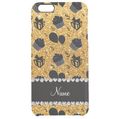 Name yellow glitter cupcakes balloons presents clear iPhone 6 plus case