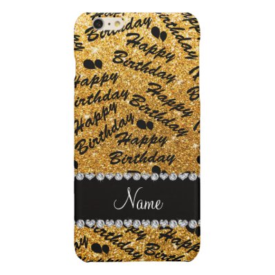 Name yellow glitter happy birthday balloons glossy iPhone 6 plus case