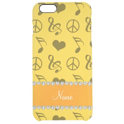 Name yellow music notes hearts peace sign clear iPhone 6 plus case