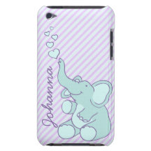 Named cute aqua purple elephant ipod touch case