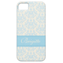 Named damask light blue & cream iphone 5 case iPhone 5 covers