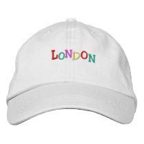Namedrop Nation_London multi-colored embroidered hats by FUNauticals Namedrop Nation_London multi-colored embroidered hats