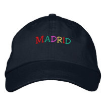 Namedrop Nation_Madrid multi-colored embroidered hats by FUNauticals Namedrop Nation_Madrid multi-colored embroidered hats