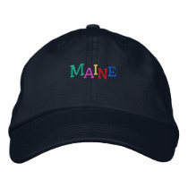 Namedrop Nation_Maine multicolored embroidered hats by FUNauticals Namedrop Nation_Maine multicolored embroidered hats