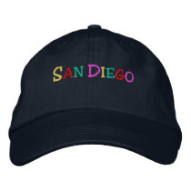 Namedrop Nation_San Diego multi-colored embroidered hats by FUNauticals Namedrop Nation_San Diego multi-colored embroidered hats