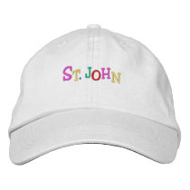 Namedrop Nation_St. John multi-colored embroidered hats by FUNauticals Namedrop Nation_St. John multi-colored embroidered hats