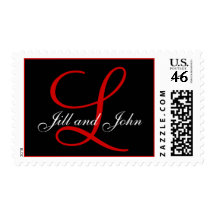 Names and Initial Monogram Stamp Black and Red