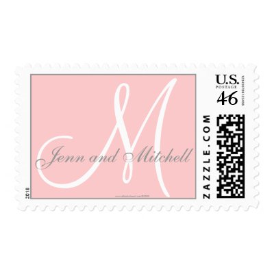 Names and Initial Monogram Stamp Pink and Grey