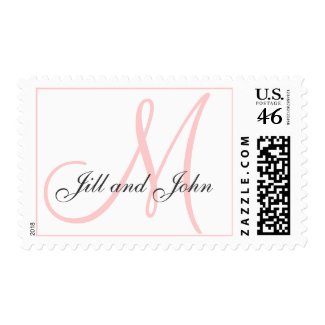 Blush Pink Monogram Wedding Postage Stamps for Blush Pink Monogram Wedding Invitations by MonogramGallery.ca 