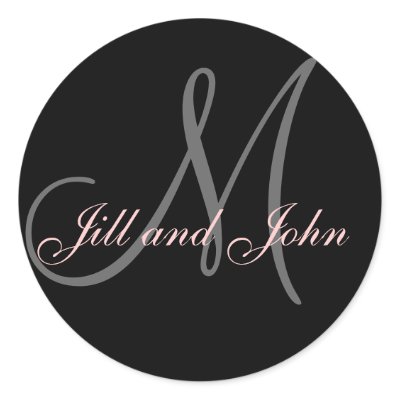 Names and Initial Monogram Sticker Black and Pink by monogramgallery