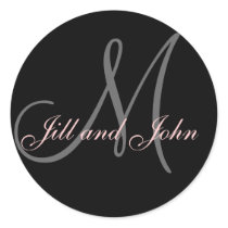 Names and Initial Monogram Sticker Black and Pink by monogramgallery Names and Initial Monogram Sticker Black and Pink