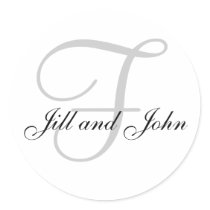 Names and Initial Monogram Sticker White and Black by monogramgallery Names and Initial Monogram Sticker White and Black