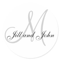 Names and Initial Monogram Sticker White and Black by monogramgallery Names and Initial Monogram Sticker White and Black