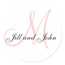 Names and Initial Monogram Sticker White Pink by monogramgallery Names and Initial Monogram Sticker White Pink