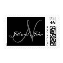 Names and Initial N Monogram Stamp Black and Grey