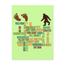 Names For Bigfoot Post Cards