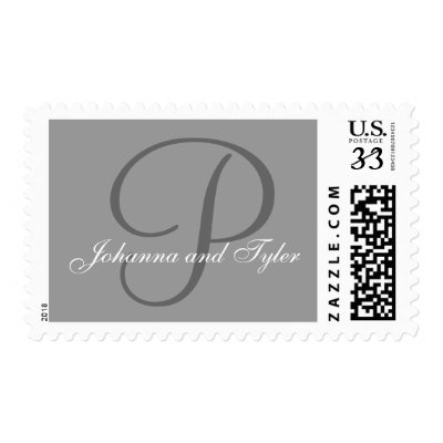 Names Grey Monogram Wedding Postage