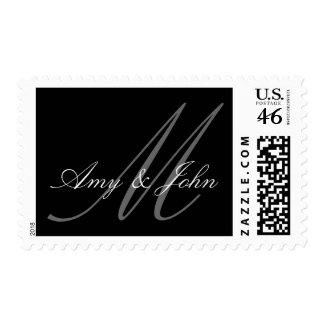 Names & Initial Monogram USPS Postage Black & Grey stamp