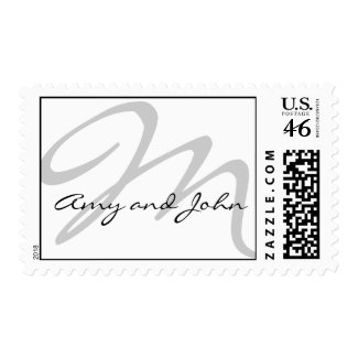 Names & Initial Monogram USPS Postage White & Grey stamp