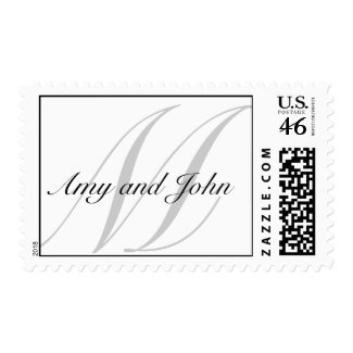 Names & Initial Monogram USPS Postage White & Grey stamp