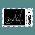 Names Initial Monogram Wedding Postage Black Grey