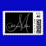 Names Initial Monogram Wedding Postage Black Grey