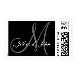 Names Initial Monogram Wedding Postage Black Grey