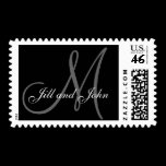 Names Initial Monogram Wedding Postage Black Grey