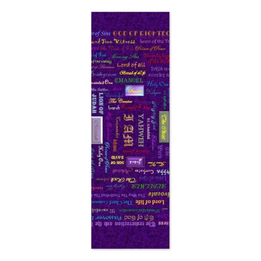 names of God bookmark Business Card Template (front side)