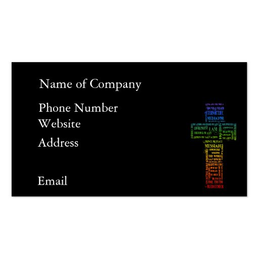 Names of Jesus Cross Business Card Templates (back side)