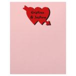 Names On Cute Paper Hearts With Arrow Stationery letterhead