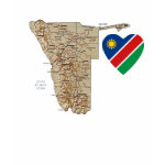 Namibia Flag Heart Map Fitted AA T-Shirt