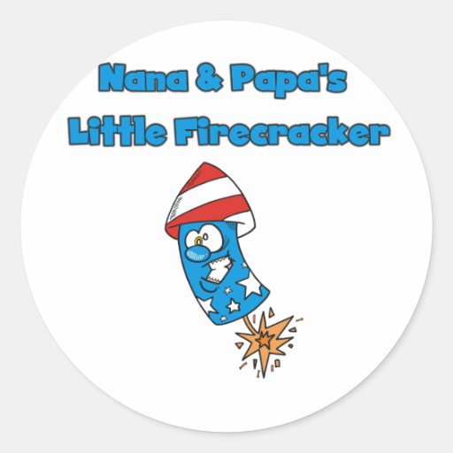 Nana and Papa's Little Firecracker Tshirts Sticker