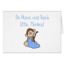 Nana and Papa's Monkey - Blue Tshirts and Gifts Greeting Card