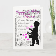 nana birthday card with little boy silhouette