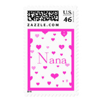 Nana with Pink Hearts Postage Stamp
