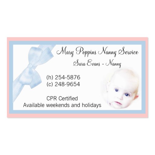 Nanny Business Card (front side)