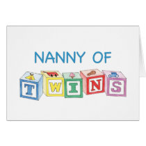 Nanny of Twins Blocks Greeting Card