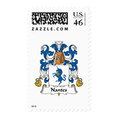 Nantes Family Crest Postage Stamps by coatsofarms