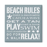 Nantucket Beach Rules Blue &amp; White Fridge Magnets