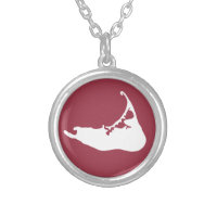 Nantucket Island Map Charm in White Cranberry Pendants