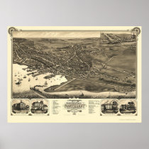 Nantucket, MA Panoramic Map - 1881 Posters