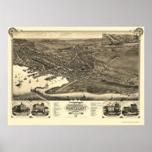 Nantucket, MA Panoramic Map - 1881 Posters